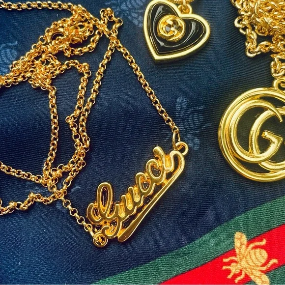 Luxury Gold Designer Name Plate Repurposed Zipper Pull Necklace - Picture 2 of 2